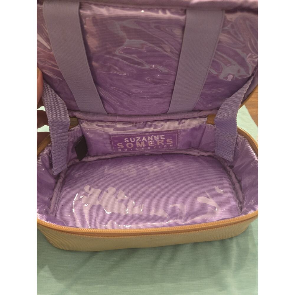 Vintage Suzanne Somers Collection Tan and purple Vanity Case(c. 1990s)